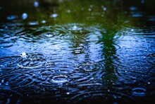 Full Frame Shot Of Raindrops On Water