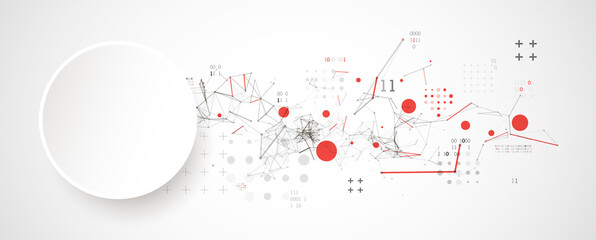 Technology background with plexus effect. Big data concept. Binary computer code. Vector illustration.