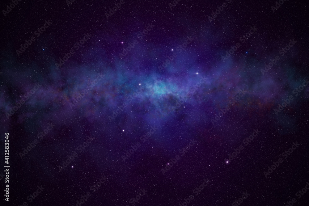 cosmic nebula and glowing star constellation in deep blue space. - obrazy, fototapety, plakaty 