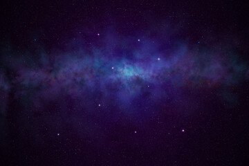 Wall Mural - cosmic nebula and glowing star constellation in deep blue space.