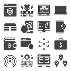 16 pack of impress  filled web icons set