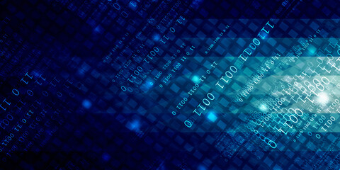 2d illustration abstract digital binary data on computer screen