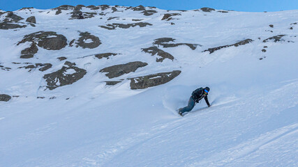 Sticker - Snowboard freeride in the mountains, Chamonix, France