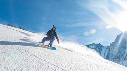 Sticker - Snowboard freeride above the glacier, Chamonix, France