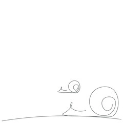 Sticker - One line drawing snail animal. Vector illustration