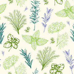 Wall Mural - Vintage pattern with Provencal herbs