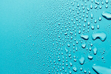 Water Drops On Blue Background, Macro