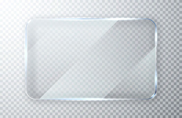 Wall Mural - Glass plates set. Glass banners on transparent background. Flat glass clear window. Vector illustration