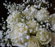 bouquet of  white roses and gypsophila. beautiful floral arrangement. 