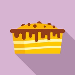 Sticker - Sweet chocolate cake icon. Flat illustration of sweet chocolate cake vector icon for web design