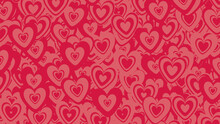 Multicolored Heart Pattern Background. Valentine Wallpaper With Pink And Red Love Hearts.