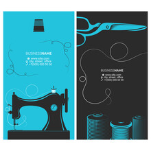 Cutting And Sewing Business Card Concept For Tailor