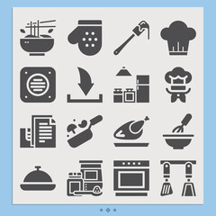 Wall Mural - Simple set of oven related filled icons.