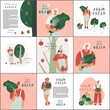 Farm fresh, eat green eco product natural and organic food mindful eating concept. Vector template for card brochure book page designn
