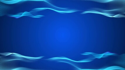 Wall Mural - abstract mesh waves ripple motion blue gradient in decorative frame background 3d video animation lo