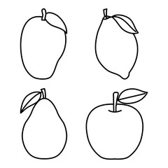 Poster - icon set of healthy fruits, line style