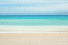 Sea And Sandy Beach Abstract Watercolour Paint On Texture Paper Background