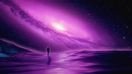 Wall Mural - Staring at a Morphing Purple Galaxy VJ Loop Motion Graphic Background