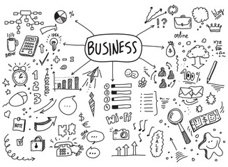 Business vector hand drawn doodles