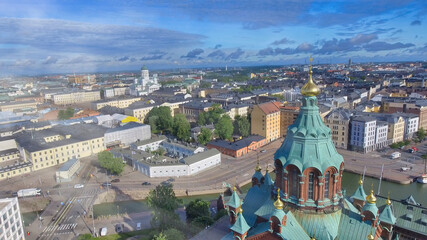 Sticker - Aerial view of Helsinki skyline from Uspenski Cathedral