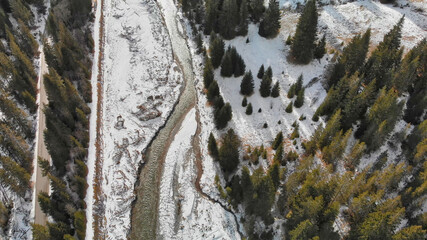 Poster - Aerial view of Dolomite Valley in winter