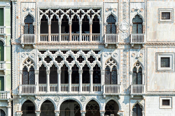 Wall Mural - The loggia of Ca d'Oro palace. It is considered one the best examples of Venetian Gothic architecture style, Venice, Italy