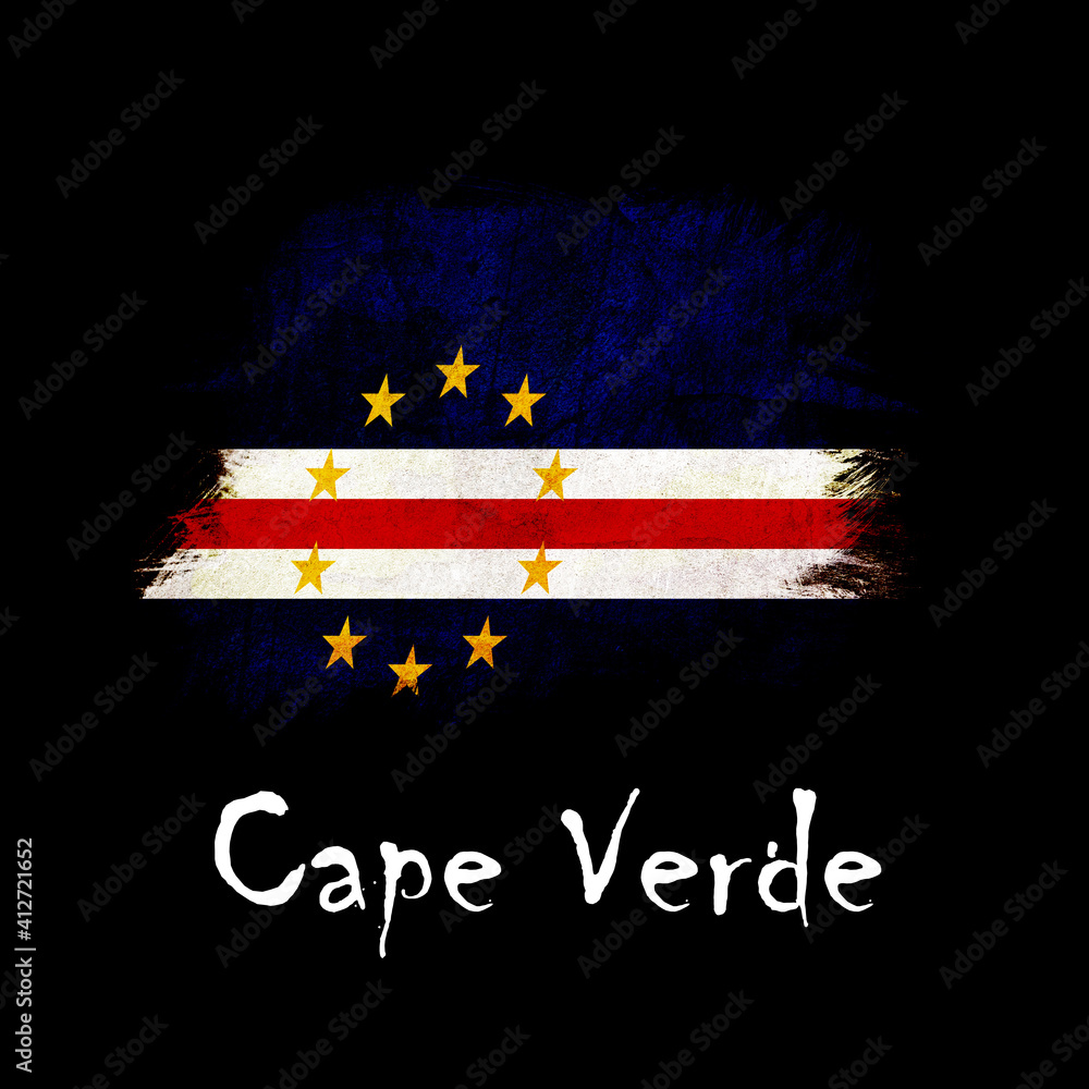 National flag of Cape Verde, abbreviated with cv; a realistic 3d image ...