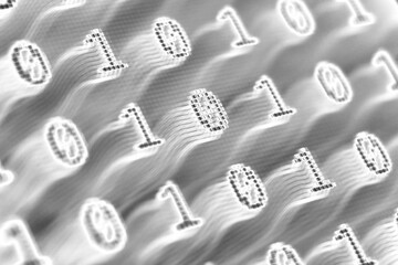0 and 1 data tech white background 