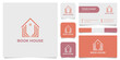 Simple and minimalist book house logo, with business card, icon, and color palette