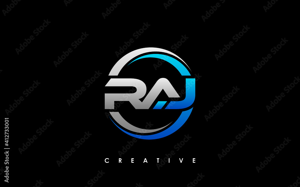 RAJ Letter Initial Logo Design Template Vector Illustration - obrazy, fototapety, plakaty 