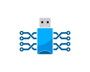 Sticker - Blue Flash disk with circuit technology