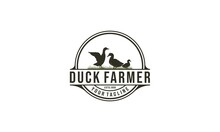 Logo For Duck Farm With Illustration Of Ducks Looking Healthy And Growing Well