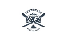 Ski Logo With Ski Goggles And Iceberg Illustration