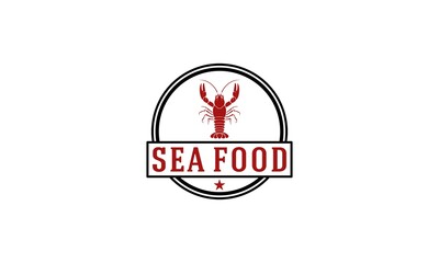 Sticker - seafood or seafood logos complete in white background