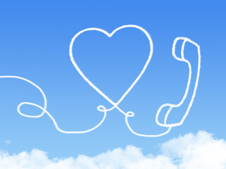 Wall Mural - cloud phone shape with love for valentine day