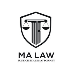 Wall Mural - MA lettering attorney pillar ma law scales of justice simbol design exclusive inspiration