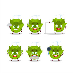 Poster - Cartoon character of savoy cabbage with various chef emoticons