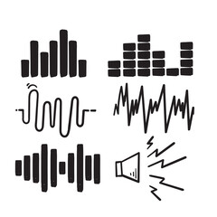 hand drawn doodle audio wave icon illustration symbol isolated