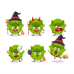 Sticker - Halloween expression emoticons with cartoon character of savoy cabbage