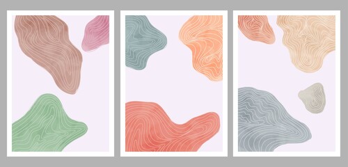 Wall Mural - Abstract art background with various shapes and line pattern. vector Set of creative minimalist hand painted illustrations for wall decoration, postcard or brochure cover design