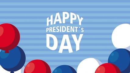 Sticker - happy presidents day celebration lettering with balloons helium