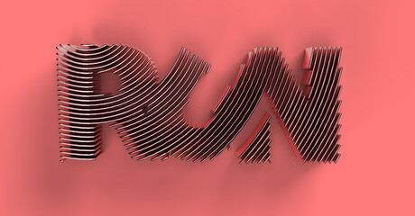 Wall Mural - Abstract 3D Run Calligraphic text 3D Rendering illustration Design.