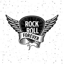 Rock And Roll Forever Plectrum, Ribbon And Wings