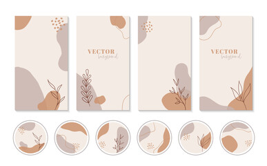 Sticker - Abstract boho backgrounds and highlights icons for instagram stories. Set of vector vertical minimal cover templates for social media design