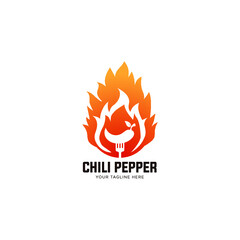 Sticker - Hot chilly logo. Hot chili spicy cuisine emblem 