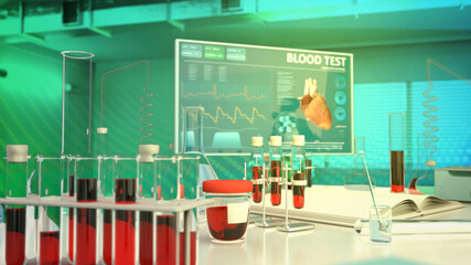 Wall Mural - cg medical 3D illustration, medical blood covid test backdrop