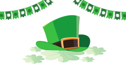 Sticker - happy saint patricks day animation with leprechaun tophat and clovers