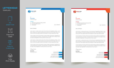 Wall Mural - Letterhead Design Template,Creative, Minimal ,elegant Corporate Clean Letterhead Design Template with 2 color variations Print Ready 