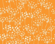 Orange Floral Background. Vegetable Vector Pattern For Fabric And Wallpaper.