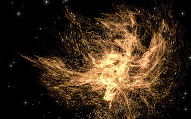 Wall Mural - glowing particles with wavy pattern, magical galaxy, 3d rendering.